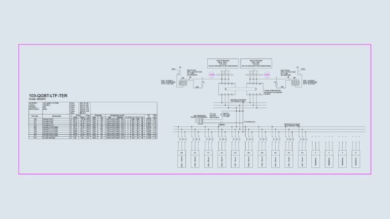 Unifilar electrical diagram for an 800A distribution board with Schneider brand components and load schedule.