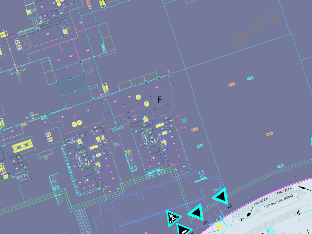 Master plan showing access and circulation for a large park and commercial complex.