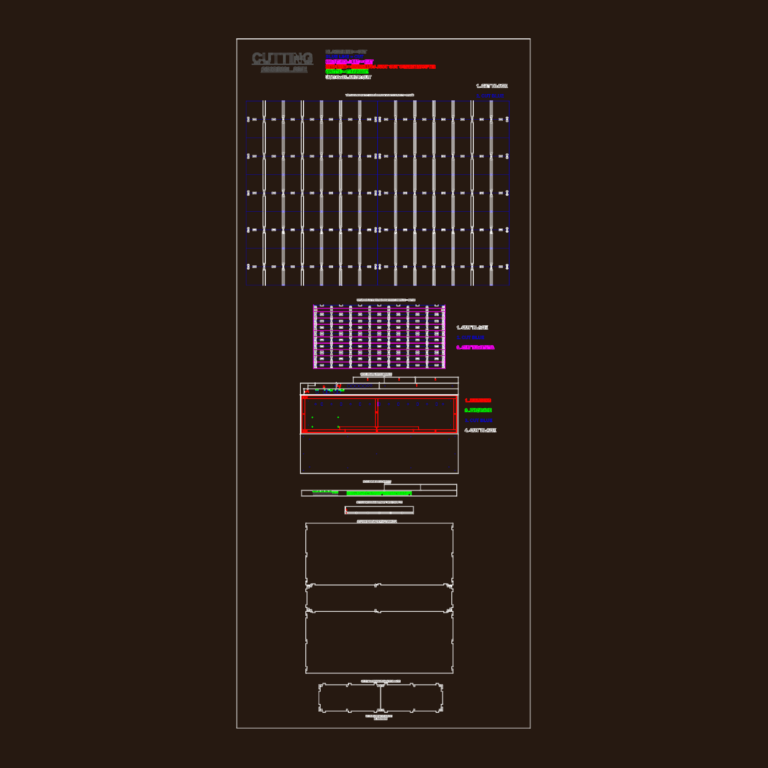 Laser cutting layout for an acrylic tower enclosure with parts for an audio spectrum display.
