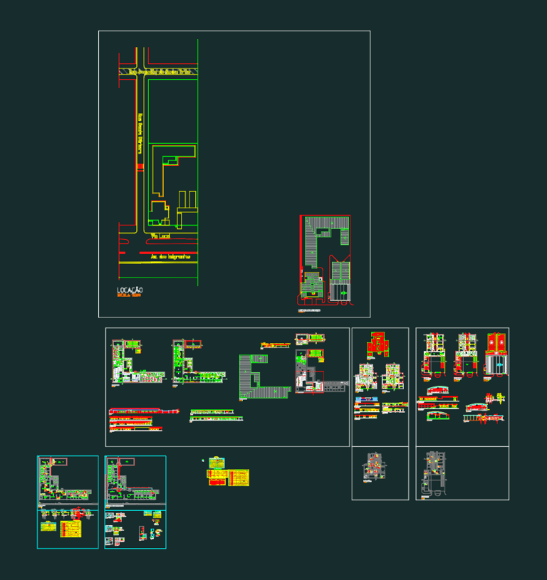 CAD architectural drawing showing the roof plan and interior office layout of an administrative building.