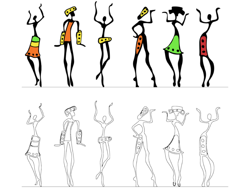 African dancing figure art CAD blocks