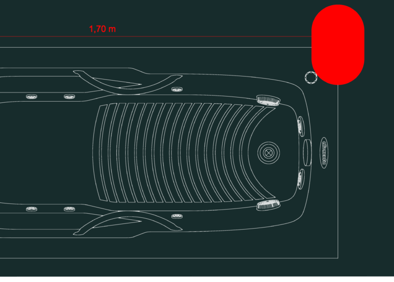 2D CAD drawing showing plan and section views of an Albacete Córdoba G bathtub with dimensions.