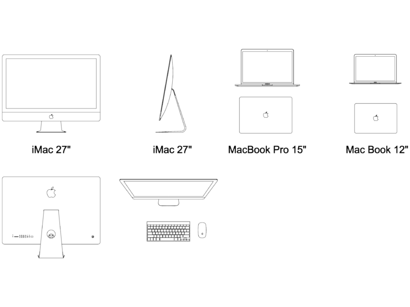 Apple iMac 27 Inch and MacBook Pro Computer Elevations