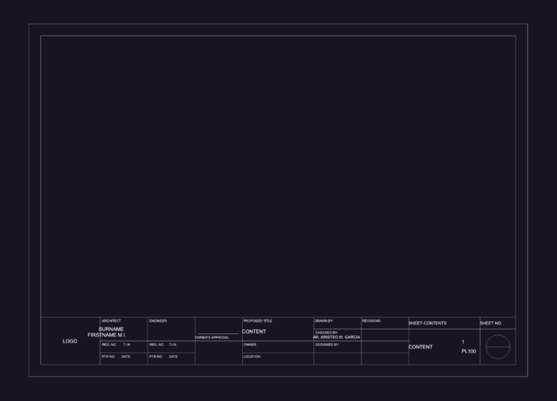 Architectural A3 Metric Title Block Template with Project Fields