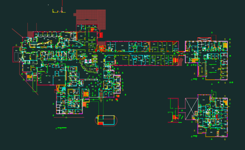 Architectural Floor Plan DWG for Healthcare Facility Levels Zero and One