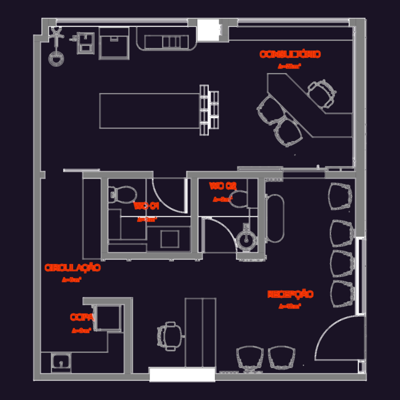 Architectural layout for a private medical clinic in Brazil