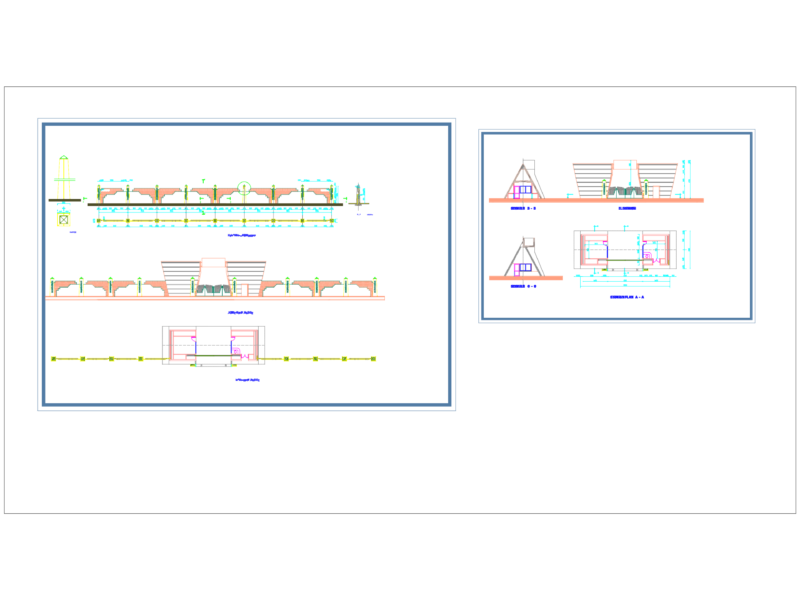 Architectural Perimeter Fence and Gate with Plan and Sections