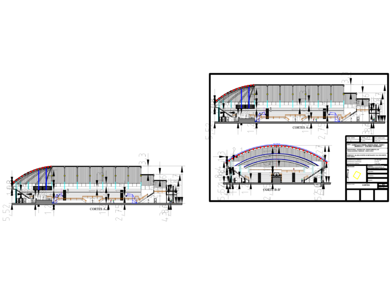 Architectural Sections for a 1500 Person Capacity Indoor Stadium