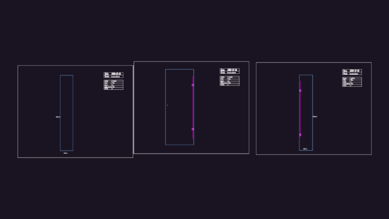 Technical drawings of three tempered glass panels with fabrication notes and specifications.