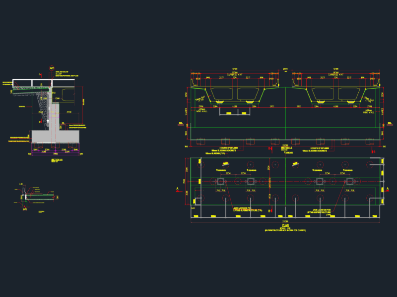 Bridge Abutment Elevation and Section Details DWG