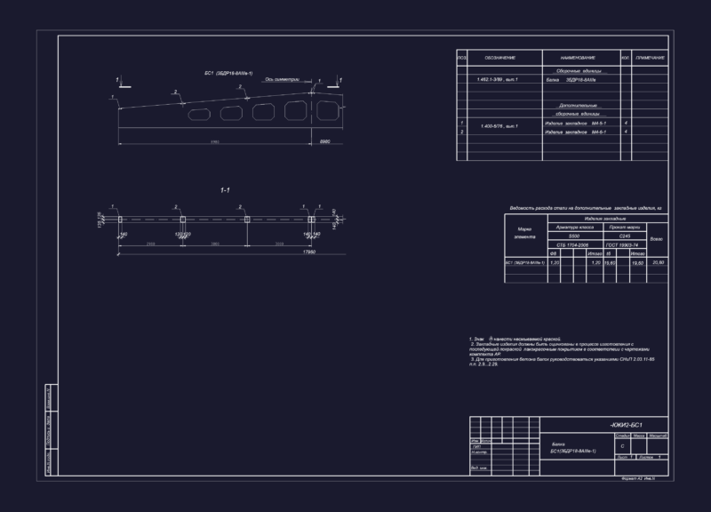 BS1 BEAM 3BDR18-8AIIIv-1 DETAIL