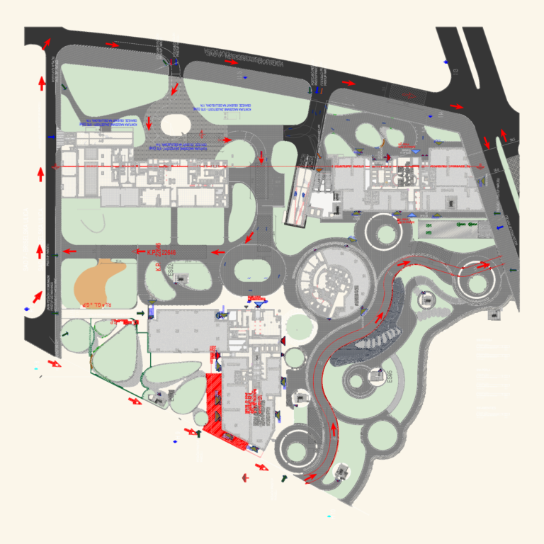 Architectural master plan of BW Riviera Plot 17B showing building footprints, retail shops, and surrounding streets.