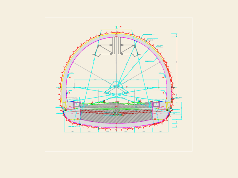 C25 Concrete Lining Railway Tunnel Typical Cross Section