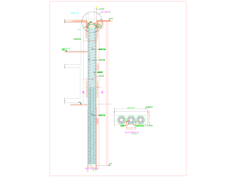 C90 CONTIGUOUS PILES SHORING DETAIL