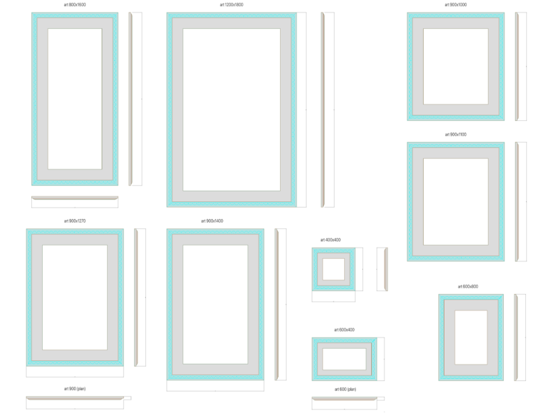 Wood Picture Frame Elevations and Plan Views for Interior Projects