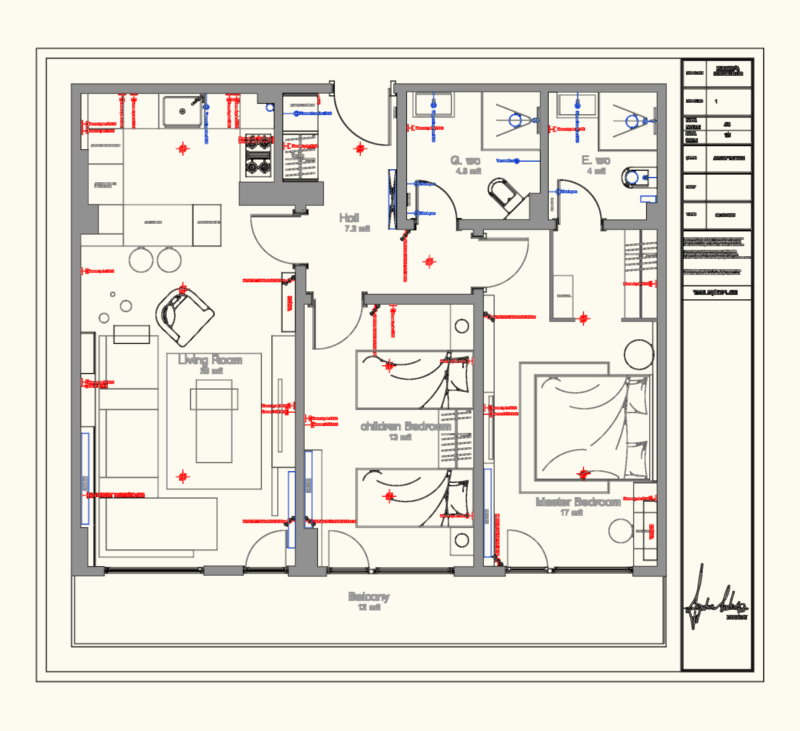 B122 2-Bedroom Residential Apartment Floor Plan