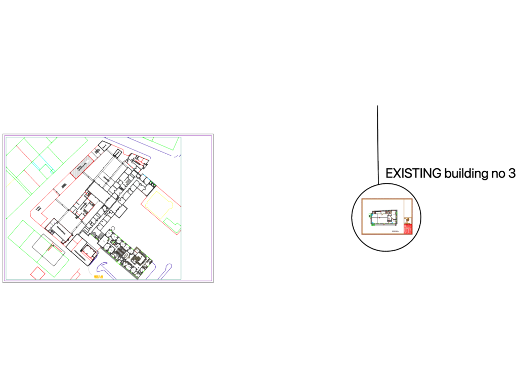 CAD site plan and ground floor layout for RAK Municipality office building with room labels and office partitions.