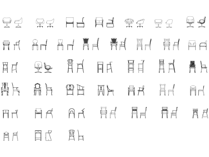 Furniture elevation blocks for interior design layouts