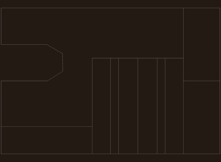 2D wireframe representation of a 3D mechanical bracket solid model.