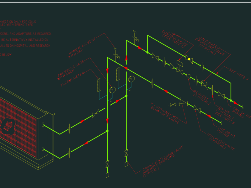 Cooling and Heating Coil Piping Connections with 2-Way Control Valve