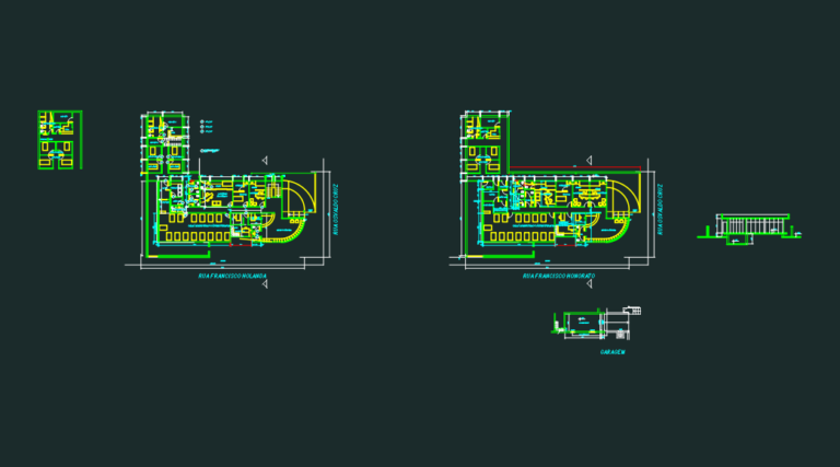 CAD floor plan for a medical clinic including chemotherapy, exam rooms, and administration areas.
