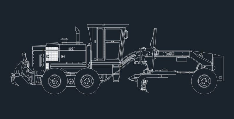 Caterpillar 140H motor grader side elevation view