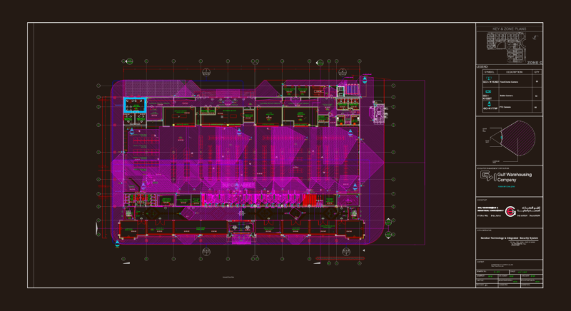 CCTV System Layout Plan For Supermarket With Dome Bullet And PTZ Camera Details