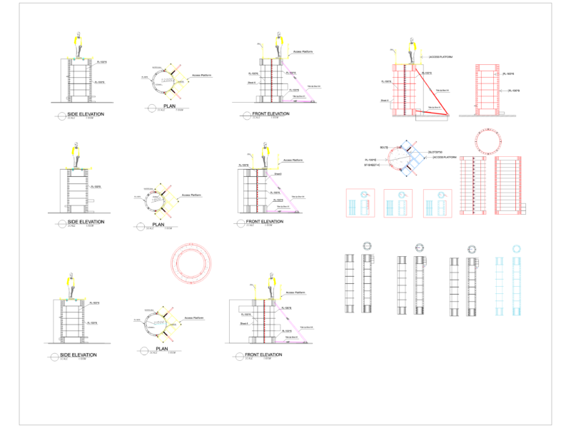 Circular Column Scaffolding and Access Platform Construction Details