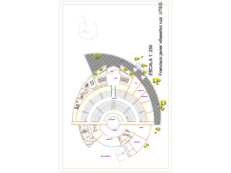 Circular Outdoor Theater Architectural Plan and Site Layout