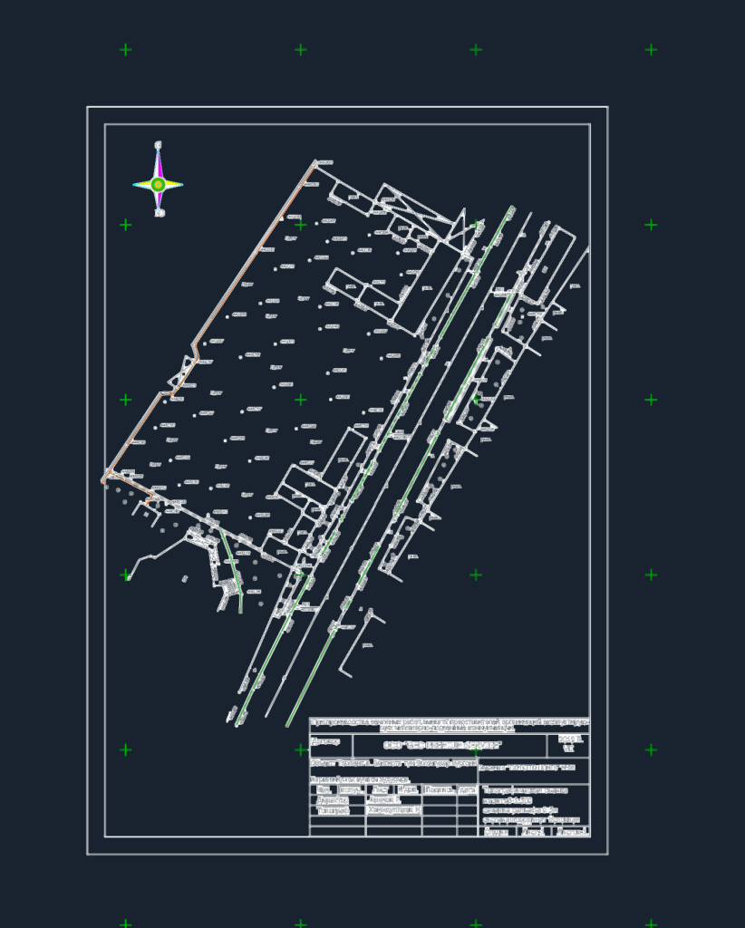 Topographic site survey plan with elevation points and contour lines at 1:500 scale.