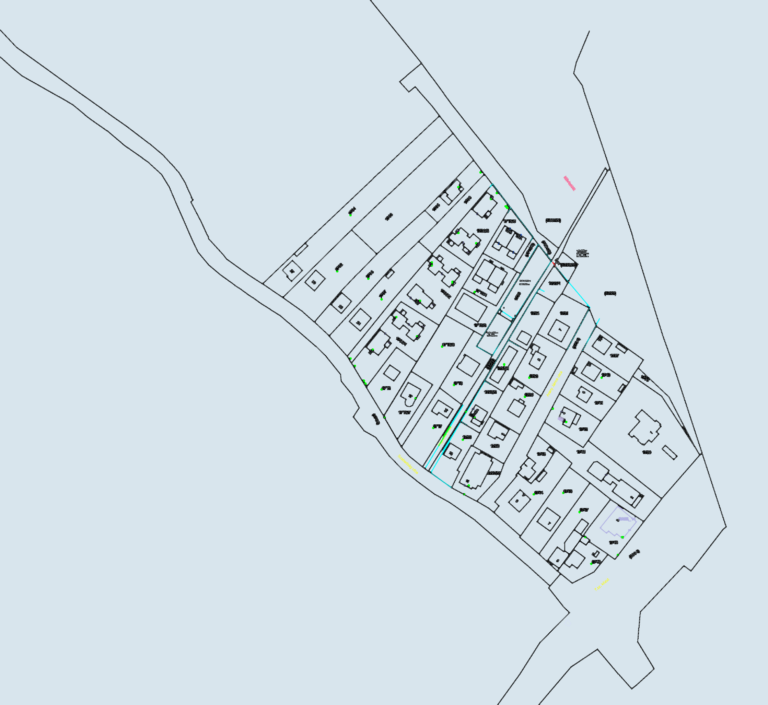 Cadastral site plan showing residential lot boundaries and building footprints in Diósd, Hungary.