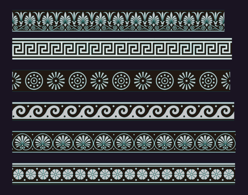 Classical Greek Architectural Ornament and Border Pattern Set