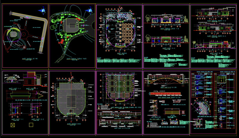 Coffee Shop Project Layout Plan With Sections Elevations And Lighting Details CAD Drawing