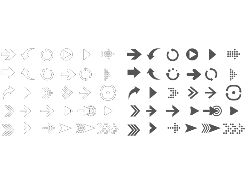 Collection Of Various Arrow Icons And Graphic Symbol Blocks