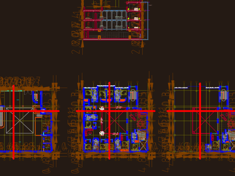 Colonial Hotel Layout Plan Elevations and Sections Drawing