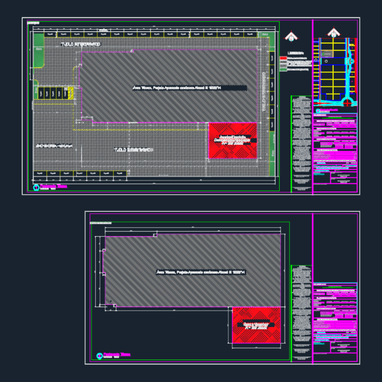 Architectural site plan showing parking spaces, building footprint, and landscaping areas with Portuguese text.