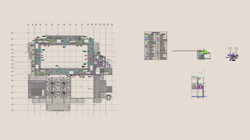 Complete Mosque Roof Floor HVAC Layout With Sections AHU And VAV Systems