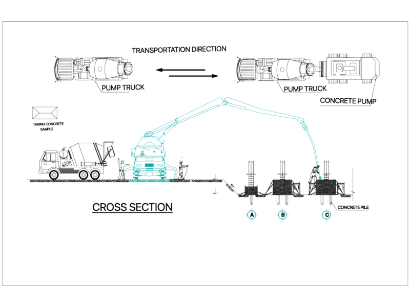 CONCRETE PUMP AND PILE CROSS SECTION