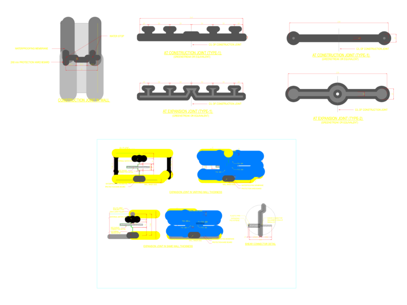 Concrete Wall Expansion and Construction Joint Structural Details