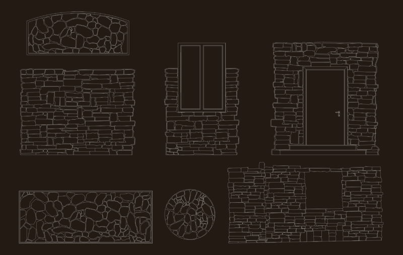 Stacked and Rubble Stone Masonry Wall Details