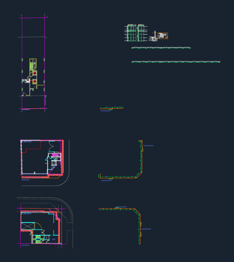 CAD drawing showing ground floor plans and structural details for modular construction site fencing and entrance gates.