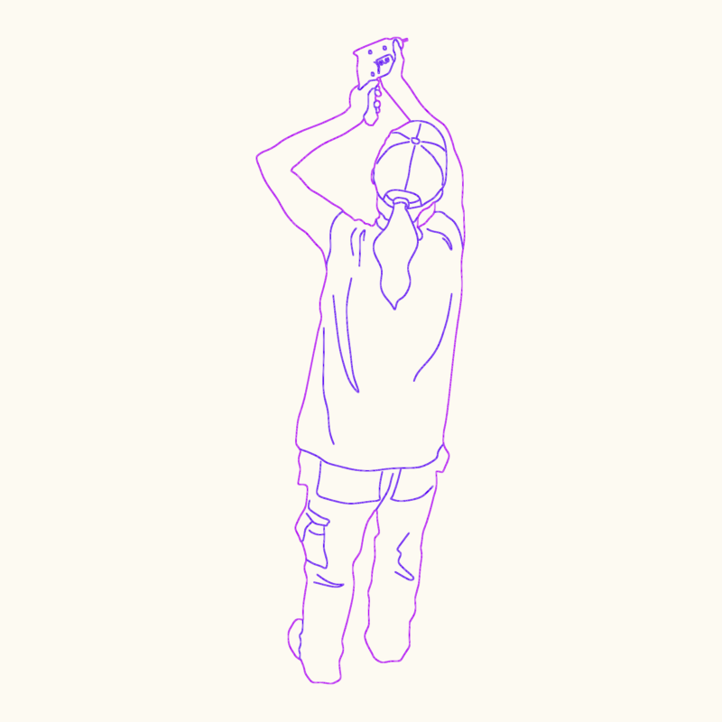 Construction Worker Using Drill Overhead Elevation Drawing