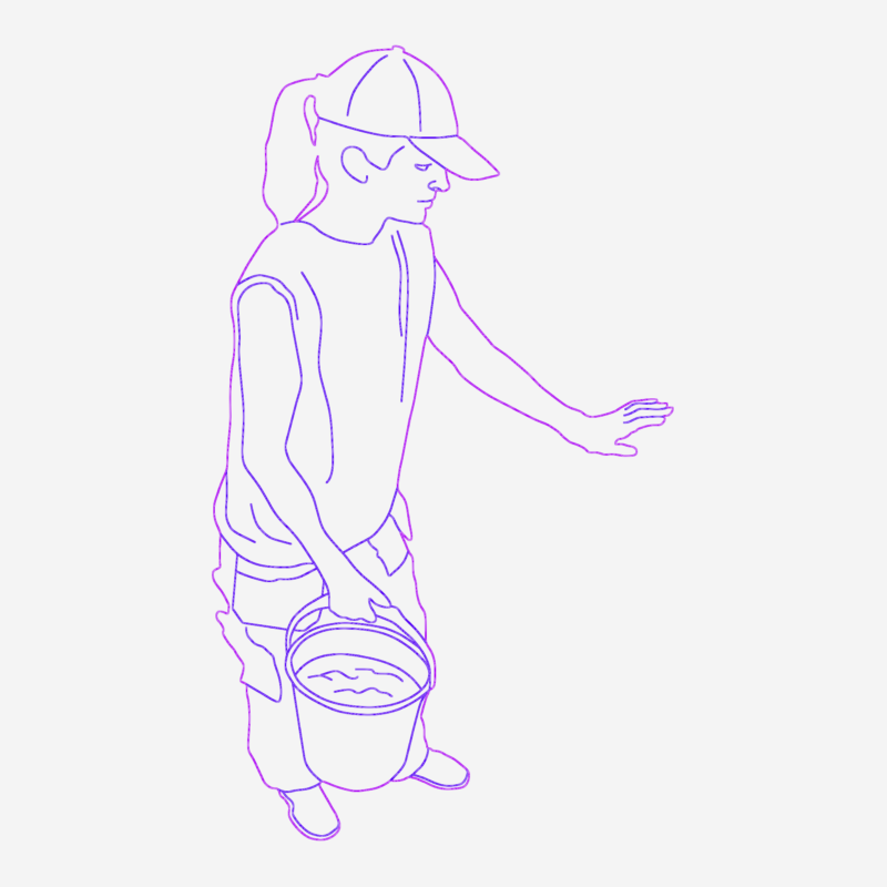 Construction Worker with Bucket CAD Block