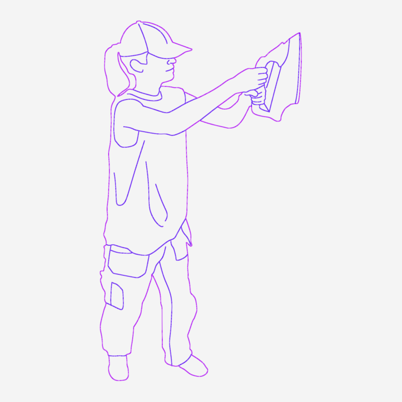 Construction Worker with Heat Tool Side Elevation