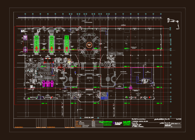 Detailed CAD floor plan of King Fahd International Airport departure level featuring check-in islands and terminal zones.