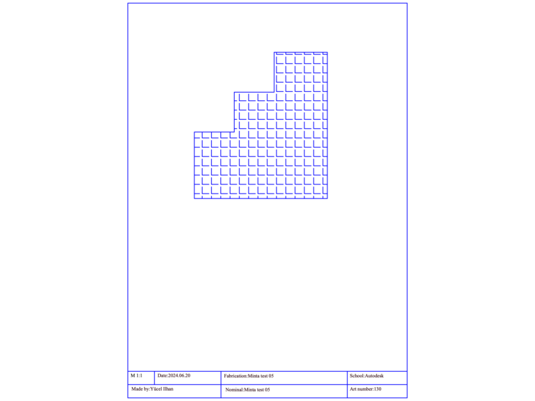 Mechanical drawing detail for Minta test 05 showing 1:1 scale.
