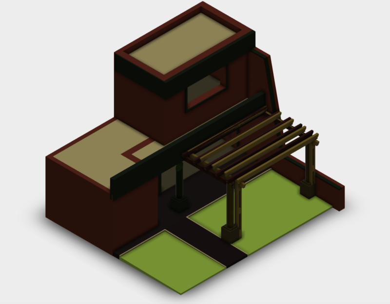 3D Pergola Architectural Model with Columns and Timber Details
