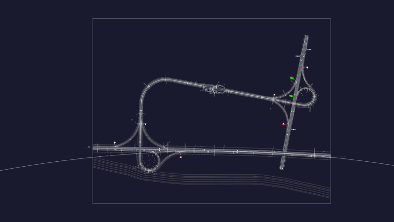 Double Trumpet Interchange Highway Design with AASHTO Geometry