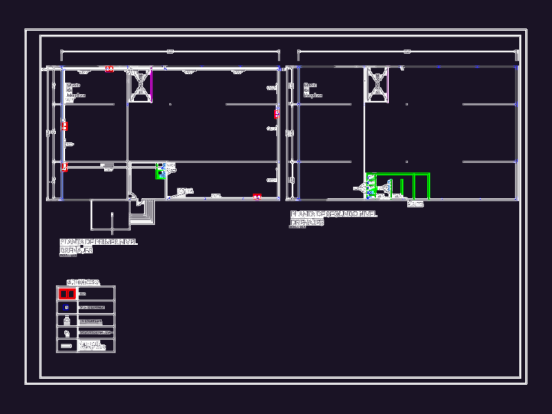 Drainage and sewage layout plans for a two-story building