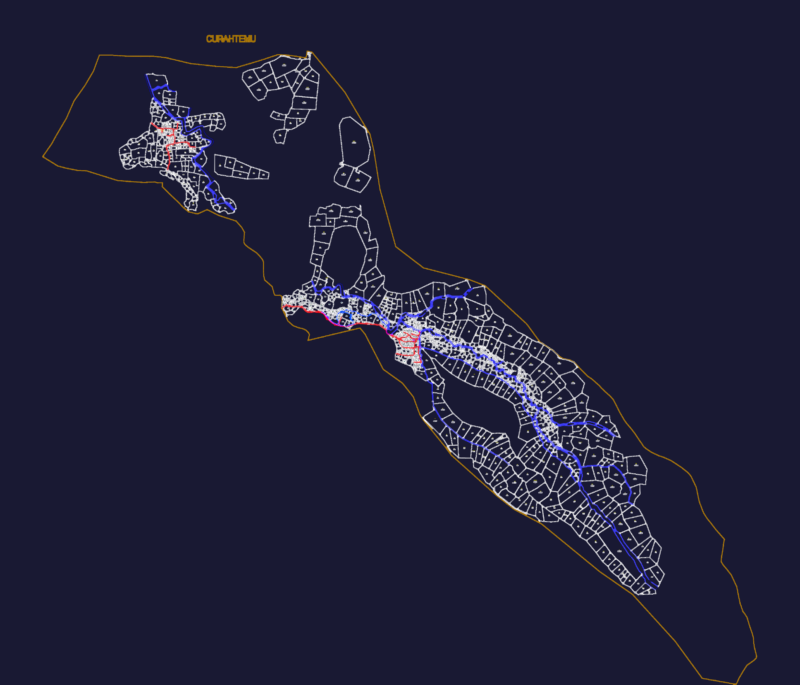Cadastral land parcel map of Curahtemu village in Indonesia